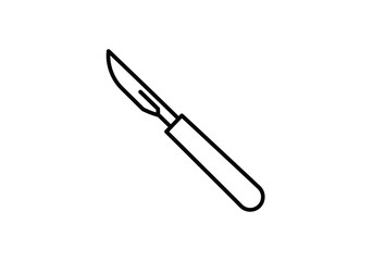 Simple Line Drawing of a Surgical Scalpel.