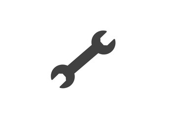 Angled Dark Gray Wrench Icon Simple Tool Graphic.