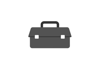 Simple Gray Briefcase Icon with Handle and White Square Clasps.