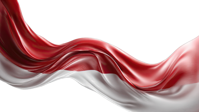 A flowing national flag, vibrant red and white - Powered by Adobe