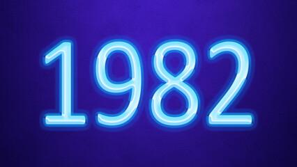 Glowing blue number design of 1982 on blue background.