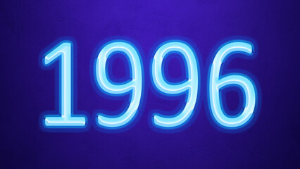 Glowing blue number design of 1996 on blue background.