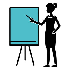 teacher with blackboard