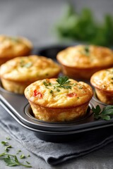 Delicious mini egg muffins with veggies baked to perfection in a muffin tray