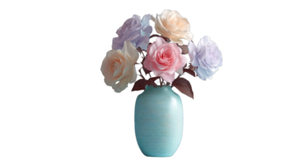 Pastel roses in a teal vase