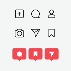 Flat instagram icons and notifications set