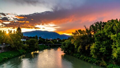 Fototapeta premium Serene riverside sunset