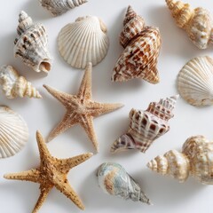 Vibrant summer background with tropical fruit, refreshing beach cocktails, seashells and sand patterns, perfect seasonal design for vacation, holiday, travel, party and festive celebration	
