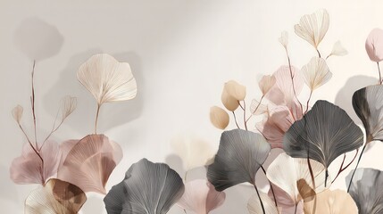 Abstract Floral Design With Pastel Colors On Beige Background