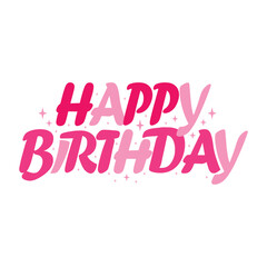 Happy Birthday Typography Text in Pink Sparkle Style | Decorative Birthday Lettering Vector