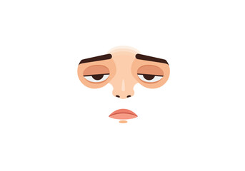 Cartoon Face Illustration: Tired Sad Expression.