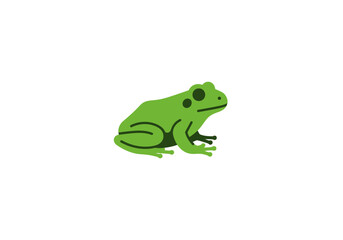 Simple Green Frog Illustration Amphibian Cartoon Character.