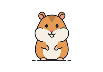 Adorable Cartoon Hamster Illustration Brown Fur Happy Expression.