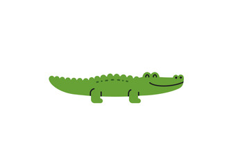 Happy Green Crocodile Cartoon Illustration.