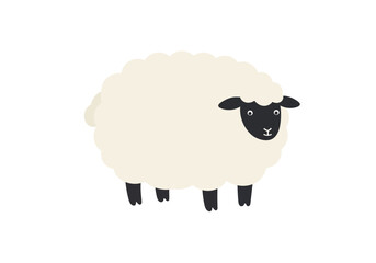 Cute Cartoon Sheep with Black Face and Legs.