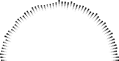 Circular dotted irregular rays covering half of the circle both inside and outside.