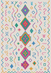 Moroccan and Tribal Carpet, Rugs Vector design and illustration Pattern in high definition isolated on white canvas with trending colors
