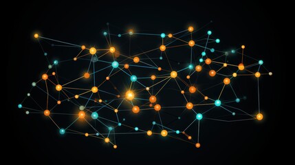 Interconnected network of glowing spheres
