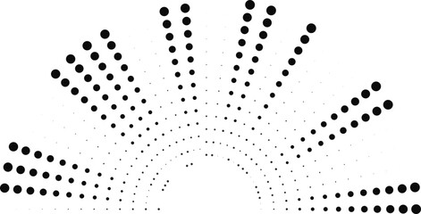 Semi-circular dotted short rays arranged around a central space.