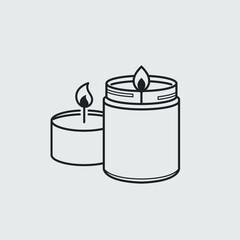 Scented Candle Logo Design. Elegant Candle Icon With Soft Flame For Spa, Aroma Or Home Decor.