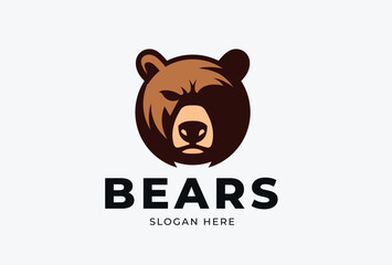 Angry Bear Head Logo. Fierce Mascot Symbol For Sport Or Brand