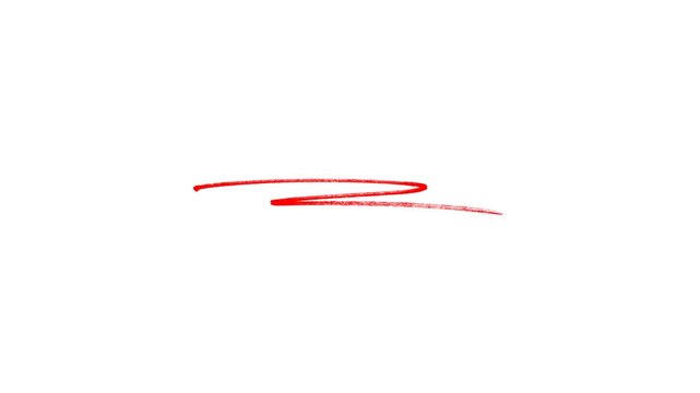 Hand-drawn Red underline highlighter animation, sketching elements on a transparent background.