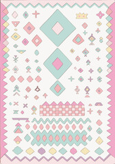 Moroccan and Tribal Carpet, Rugs Vector design and illustration Pattern in high definition isolated on white canvas with trending colors
