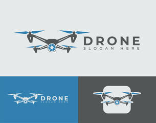 Drone Camera Logo Design. Flying Drone With Lens Symbol In Tech-Inspired Modern Style.