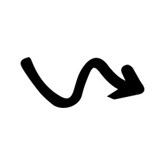 Wavy Black Arrow Icon Downward Direction for UIUX Design