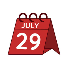 july 29 desk calendar vector on white background
Vector red calendar flat icon
