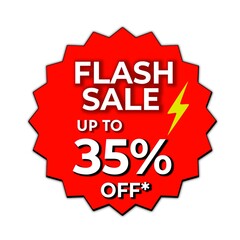 Flash sale price tag up to 35% off, Round price tag, 