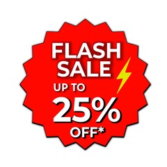 Flash sale price tag up to 25% off, Round price tag, 