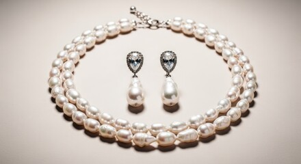 Elegant pearl necklace and earrings (1)