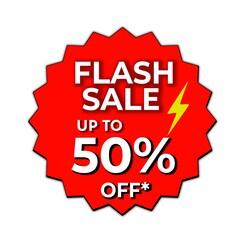 Flash sale price tag up to 50% off, Round price tag, 