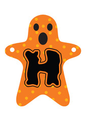 Halloween bunting flags with HAPPY HALLOWEEN color Letter H