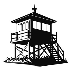 Obraz premium Fishing hut silhouette
