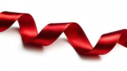 Elegant Red Christmas Ribbon on White Background