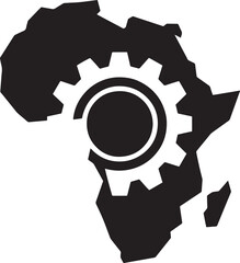 Africa Continent Gear Vector Graphic Symbolizing Development and Engineering Solutions