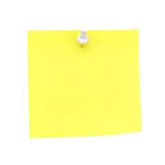 Yellow Sticky Note with White Pushpin Isolated on transparent Background. Yellow sticky post it note with White pushpin. isolated on white or transparent background. PNG