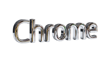 Chrome text and logo mockup with metallic shine - isolated on transparent background 