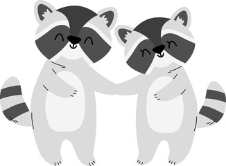 raccoon couple love romantic animal clipart © swiitery