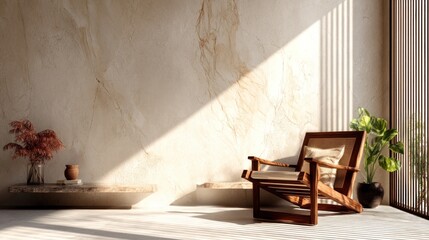 Neutral modern lounge chair interior