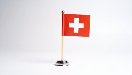 Obraz premium flag of switzerland Swiss Flag on White Background