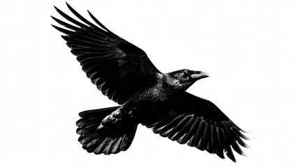 Obraz premium Elegant Ravens in Flight on White Background