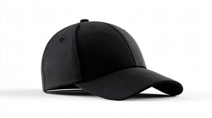 Black Baseball Cap on White Background - Simple and Stylish Headwear Mockup