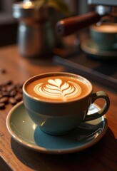 bold espresso intricate latte art designs creating coffee masterpiece, brew, barista, pattern, mug, beverage, creamy, cappuccino, swirl, foam, drinkware