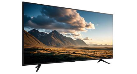 LCD tv in the sky isolated on white background.