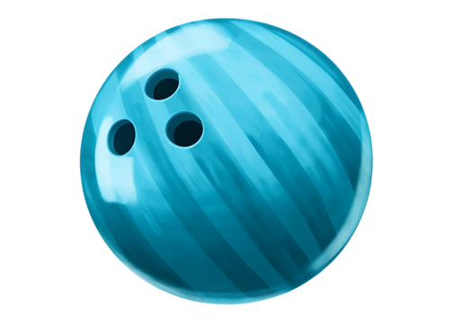 Turquoise striped bowling ball isolated on a transparent background