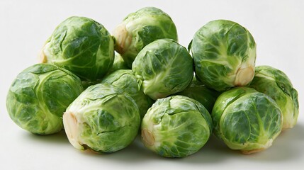 Fresh Brussels Sprouts on White Background - High-Resolution Stock Photo