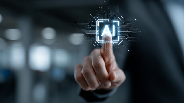 Hand holding glowing digital gear symbol